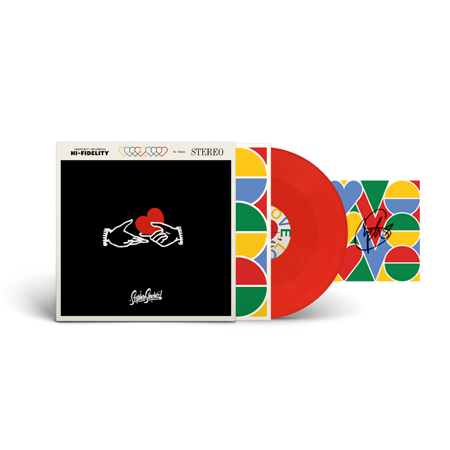 LOVE, LOVE, LOVE Brick Red Vinyl + Signed Art Card Bundle