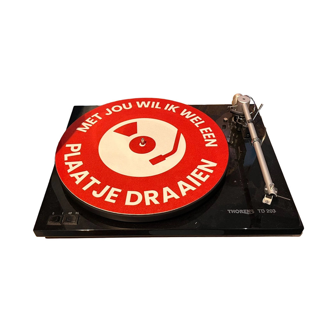 'Met jou wil ik wel een plaatje draaien' Slipmat - Platenzaak - platenzaak.nl